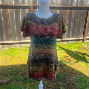 Cathaya Multicolor Knit Short Sleeve Sweater